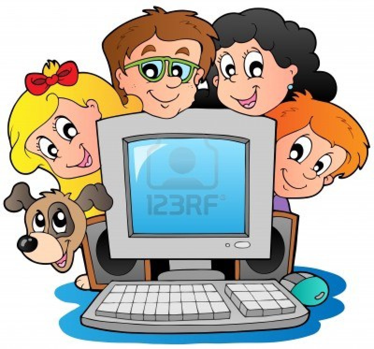 10354188-computer-with-cartoon-kids-and-dog ระบบบริการบุุคลากร